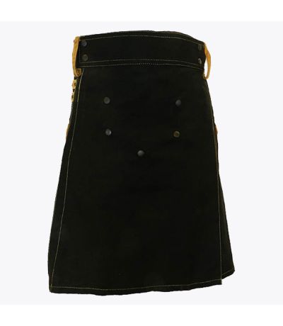 Black Deluxe Modern Kilt & Khaki Straps Style With Khaki Cargo Pockets