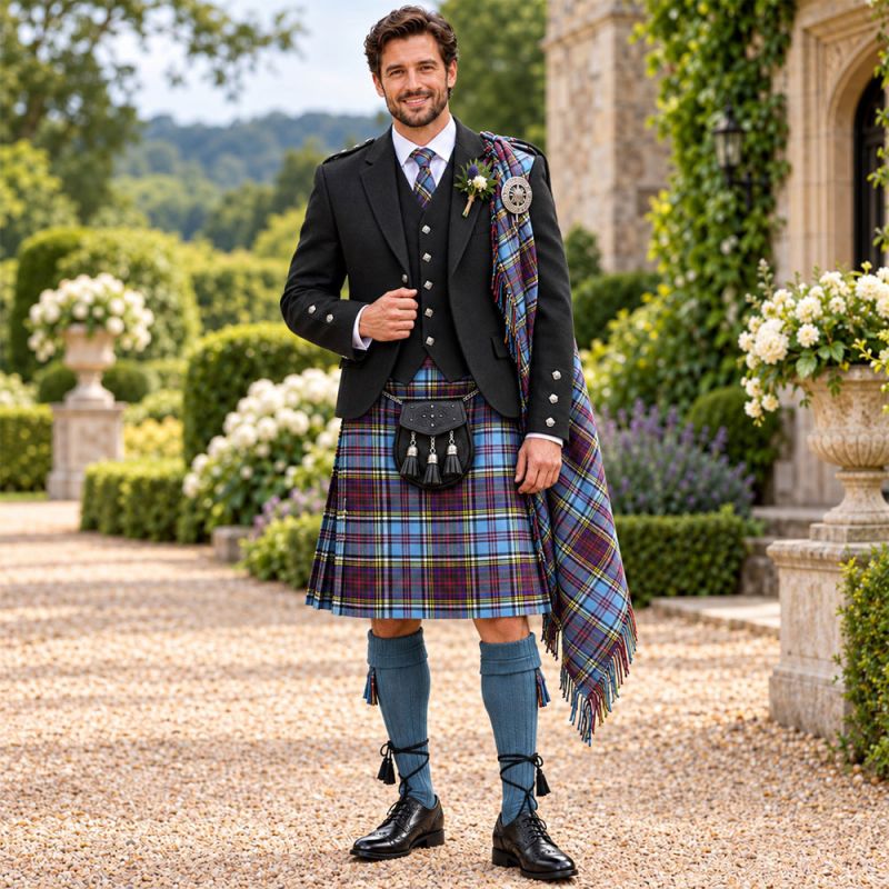 Anderson Ancient Tartan Kilt Outfit With Tweed Jacket Anderson Ancient Tartan Kilt Outfit With Tweed Jacket