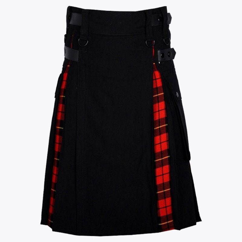 Black Cotton Wallace Tartan Hybrid Kilt
