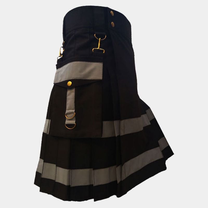 Black Style Utility Kilt For Men