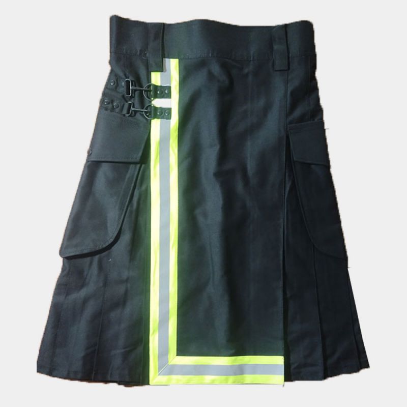 Black Utility Kilt with Yellow Trim
