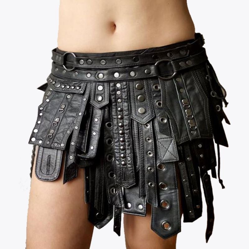 Black Warriors leather Modern Mini Kilt
