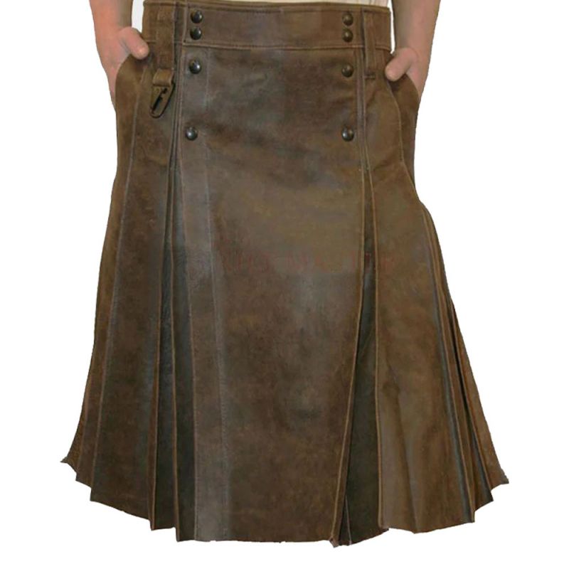 Brown Genuine Leather Kilt