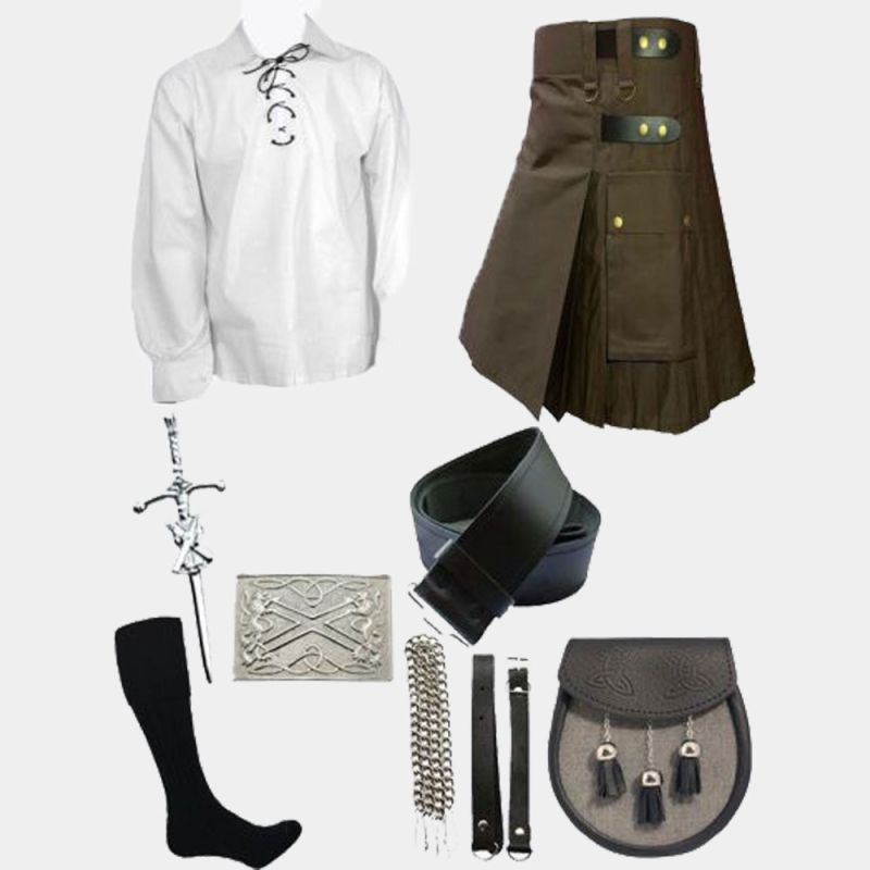 Brown Utility Kilt With Accessories Deal