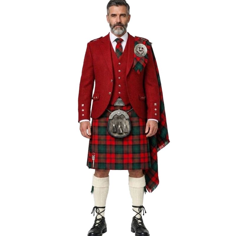 Clan Kerr Tartan Kilt And Red Argyle Jacket Kilt Outfit Clan Kerr Tartan Kilt And Red Argyle Jacket Kilt Outfit