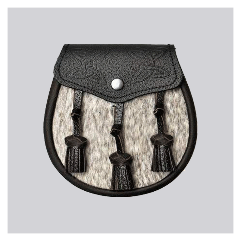 Dark Brown Celtic Embossed Calfskin Semi Dress Sporran Dark Brown Celtic Embossed Calfskin Semi Dress Sporran