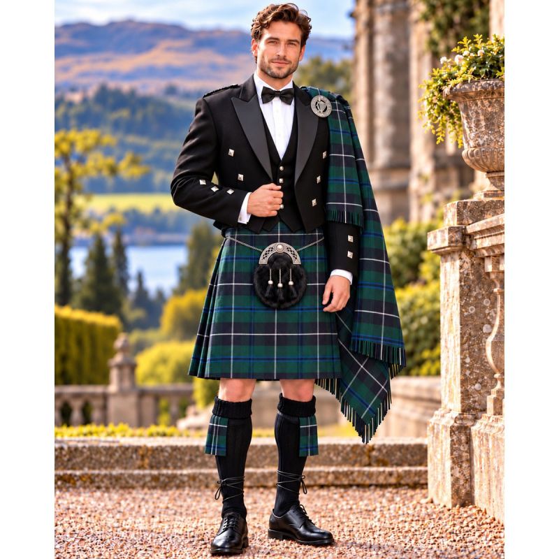 Douglas Modern Tartan Kilt Outfit With Prince Charlie Jacket Douglas Modern Tartan Kilt Outfit With Prince Charlie Jacket