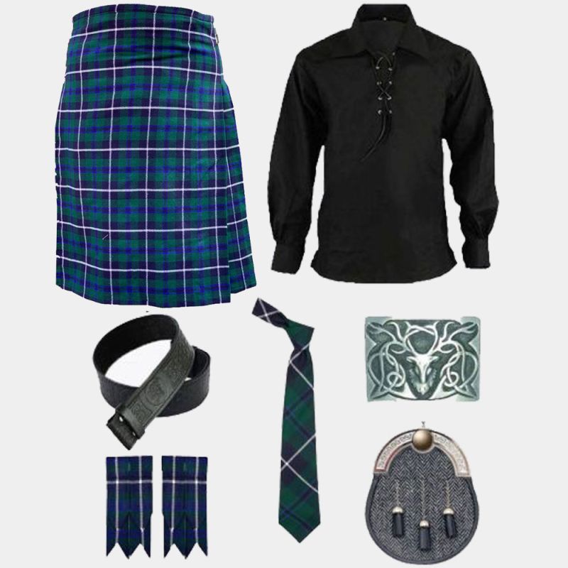Douglas Tartan Kilt with Ghillie Shirt & Accessories Deal Douglas Tartan Kilt with Ghillie Shirt & Accessories Deal