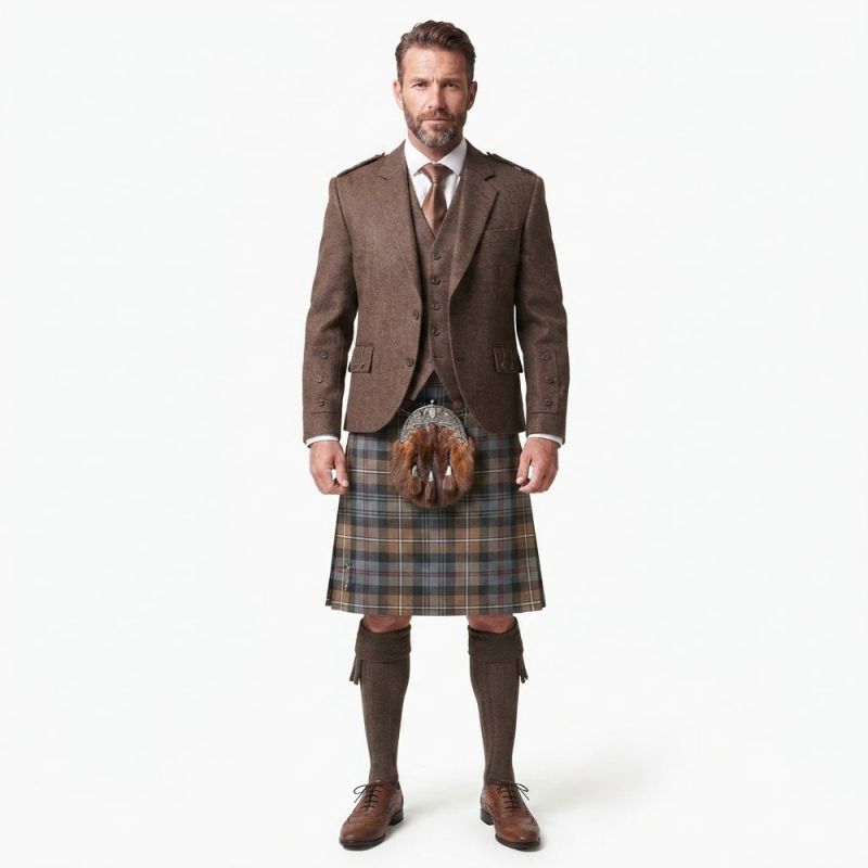 Full Highland Kilt Outfit With Tweed Jacket Full Highland Kilt Outfit With Tweed Jacket
