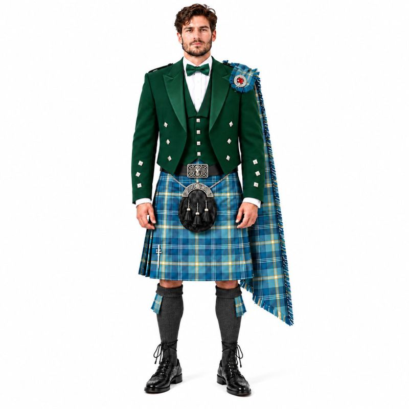 Gorman Tartan Kilt Outfit With Green Prince Charlie Jacket Gorman Tartan Kilt Outfit With Green Prince Charlie Jacket