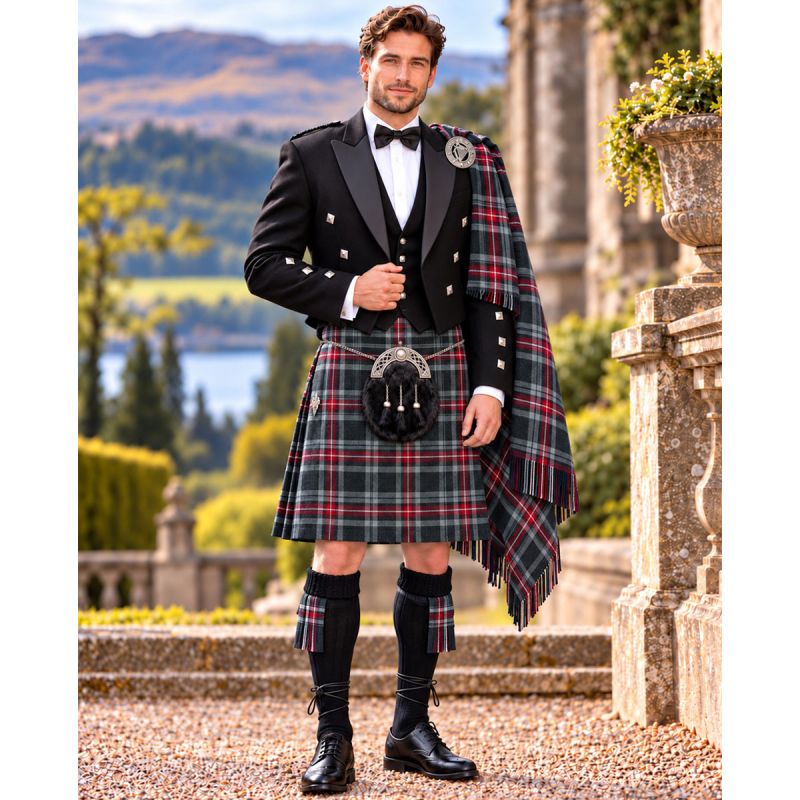 Hebridean Heather Tartan Kilts Outfit With Prince Charlie Jacket