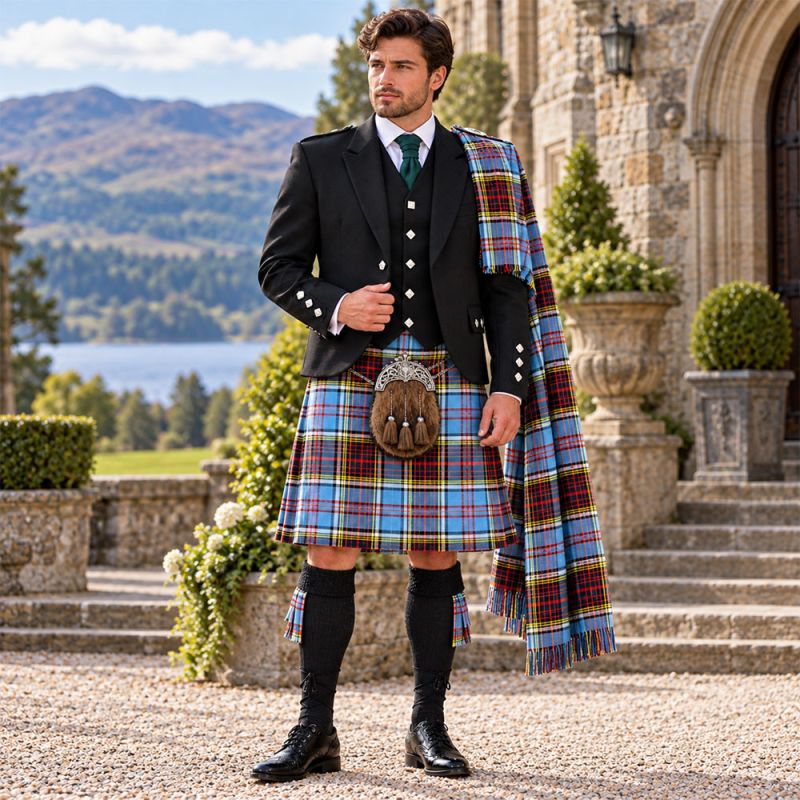 Anderson Modern Tartan Kilt With With Black Argyle Jacket Anderson Modern Tartan Kilt With With Black Argyle Jacket