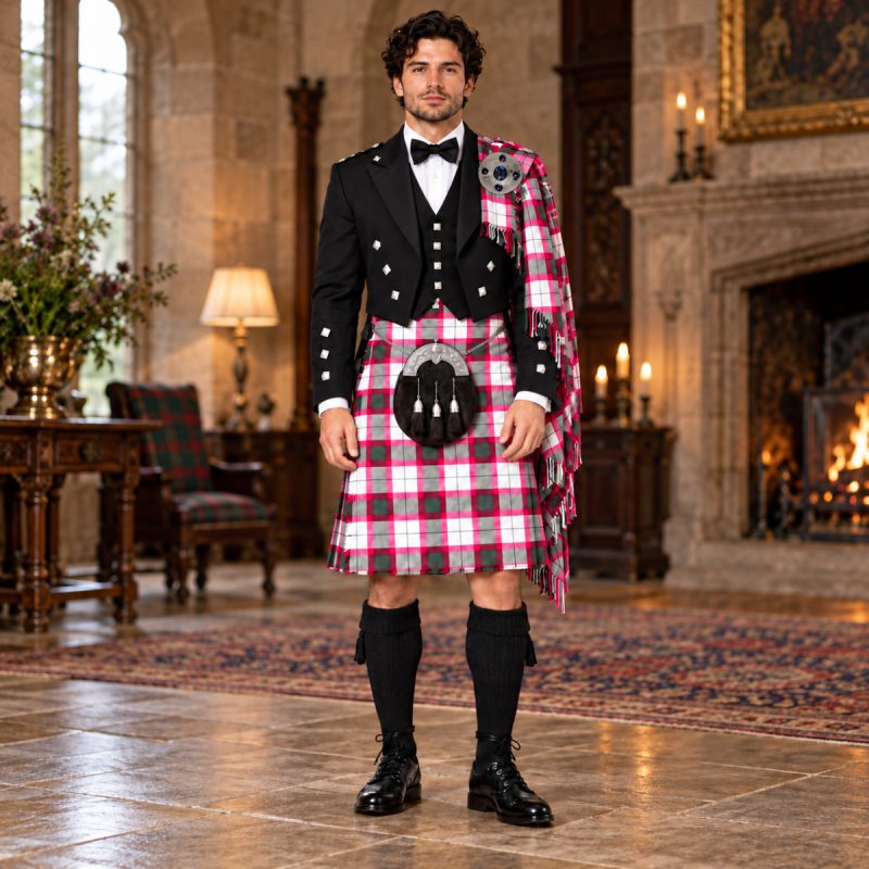 Kerr Mint Tartan Kilt Outfit With Prince Charlie Jacket Kerr Mint Tartan Kilt Outfit With Prince Charlie Jacket