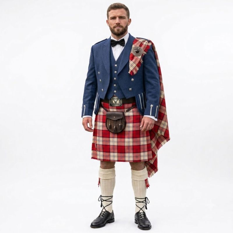 Lennox Dress Red Kilt With Majestic Scottish Prince Charlie Jacket Outfit Lennox Dress Red Kilt With Majestic Scottish Prince Charlie Jacket Outfit