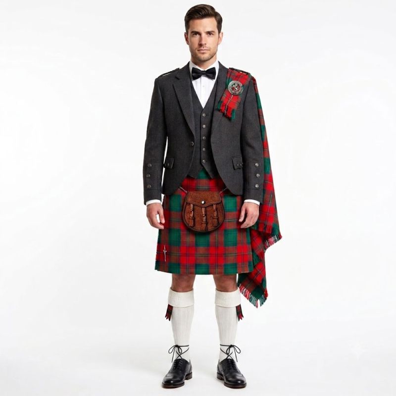 Lindsay Ancient Tartan Kilt With Prince Charily Jacket Lindsay Ancient Tartan Kilt With Prince Charily Jacket