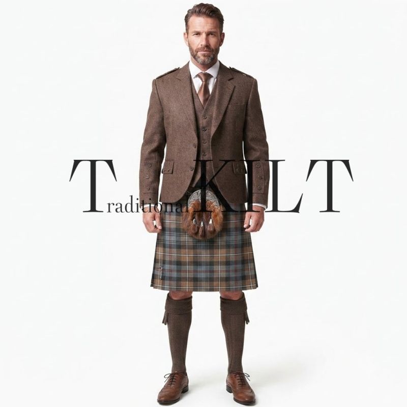 Full Highland Kilt Outfit With Tweed Jacket Full Highland Kilt Outfit With Tweed Jacket