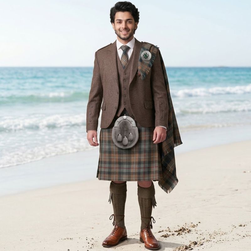MacKenzie Weathered Tartan Kilt Outfit With Tweed Jacket