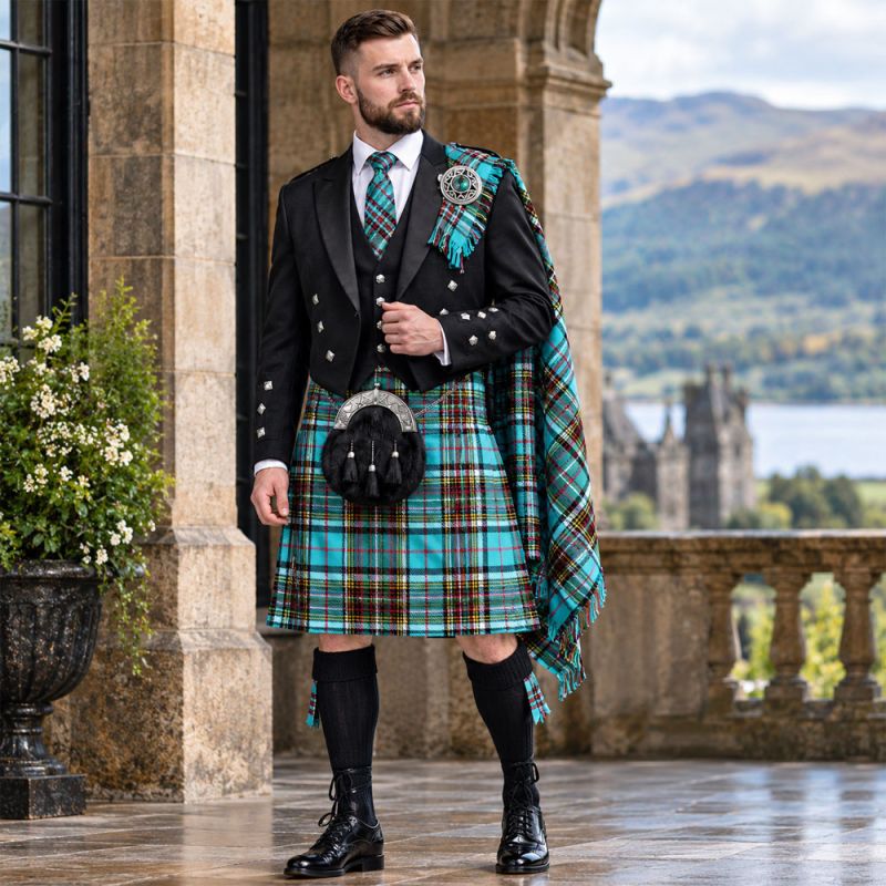 Anderson Muted Tartan Kilt With Prince Charlie jacket Anderson Muted Tartan Kilt With Prince Charlie jacket