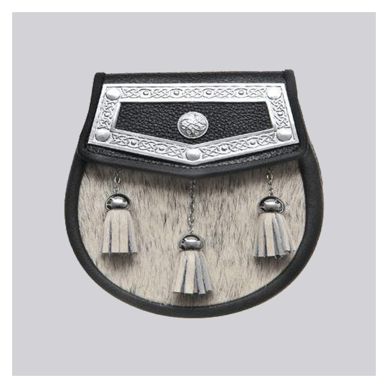 Natural Calfskin Celtic Plate Semi Dress Sporran