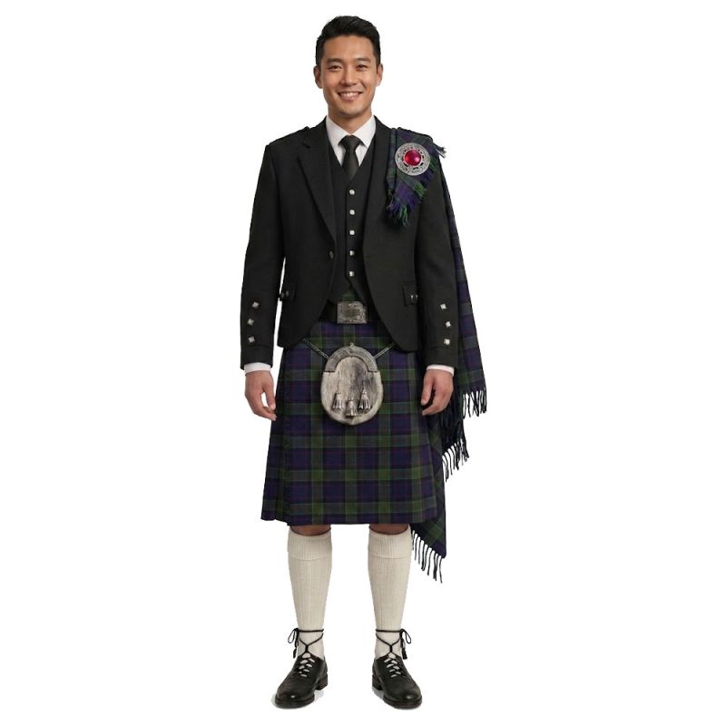 Navy Contemporary Jacket With Black watch Tartan Kilt outfit Navy Contemporary Jacket With Black watch Tartan Kilt outfit