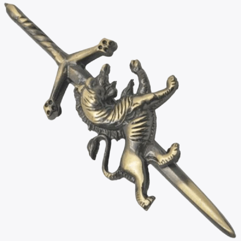 Antique Highland Scottish Rampant Lion Kilt Pin Chrome 
