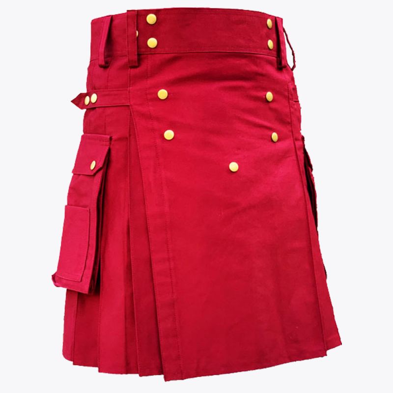 Red Modern Utility Kilt
