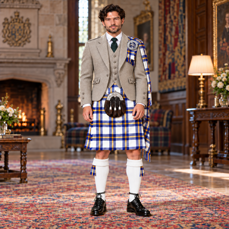Redbull Tartan Kilt Outfit With Tweed Jacket