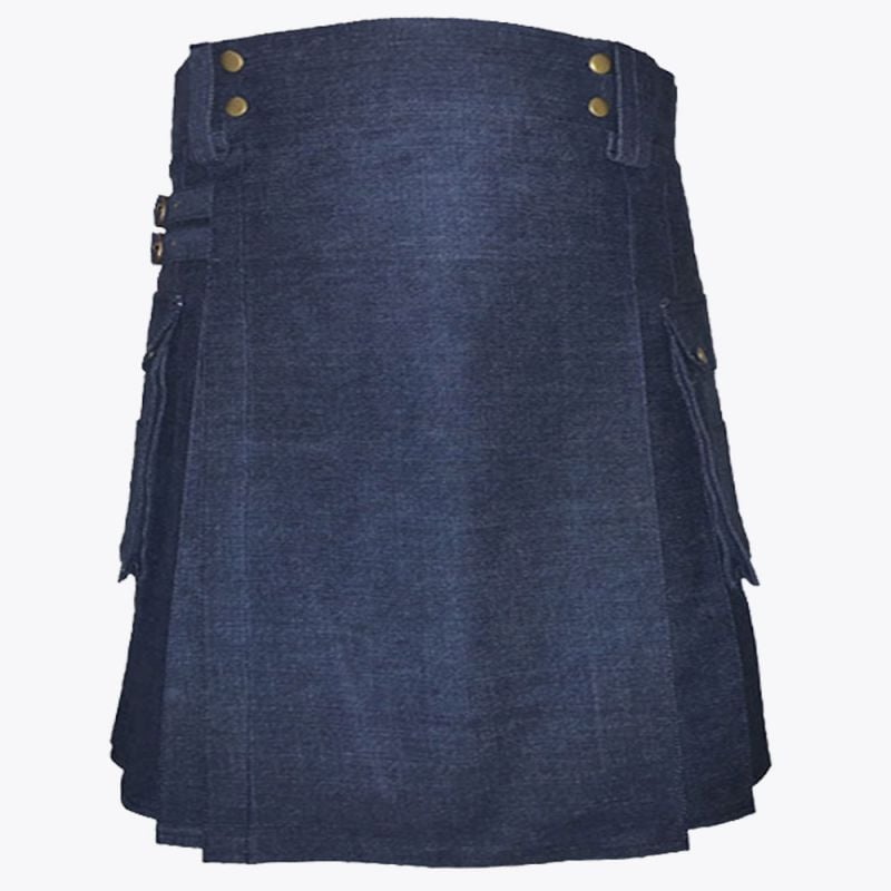 Simple Blue Denim Kilt
