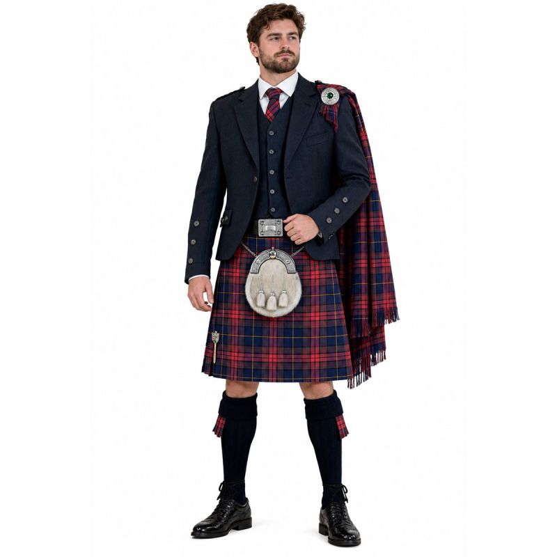 Spirit of the Clyde Tartan Kilt Outfit With Blue Tweed Jacket Spirit of the Clyde Tartan Kilt Outfit With Blue Tweed Jacket