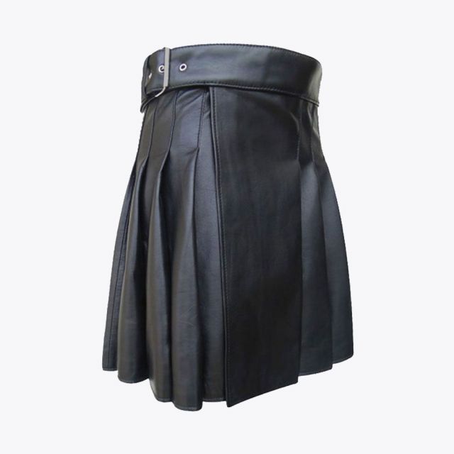 Black & Brown Leather Kilt Adjustable Interchangeable