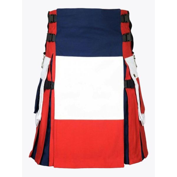 100% Cotton Utility Kilt French Flag Kilt