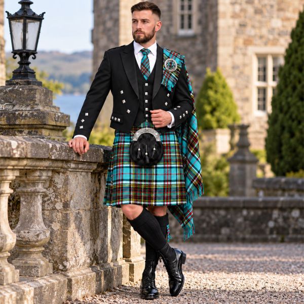 Anderson Muted Tartan Kilt With With Argyle Jacket