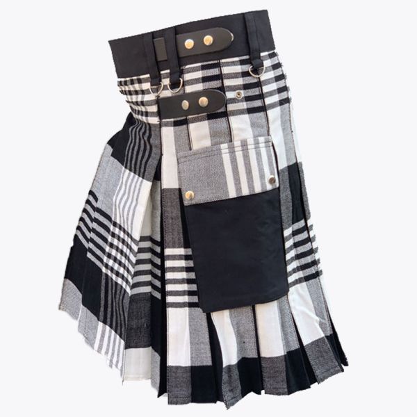 Black & White Tartan Kilt
