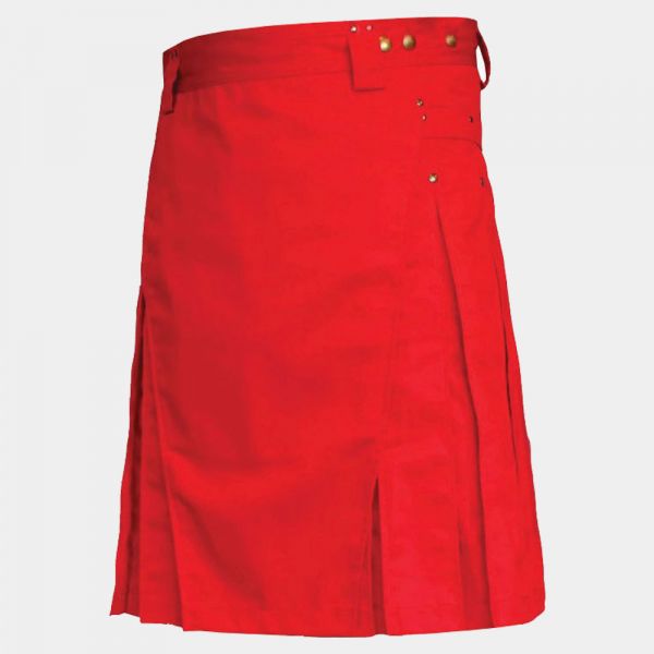 Red Color Mens Utility Kilt