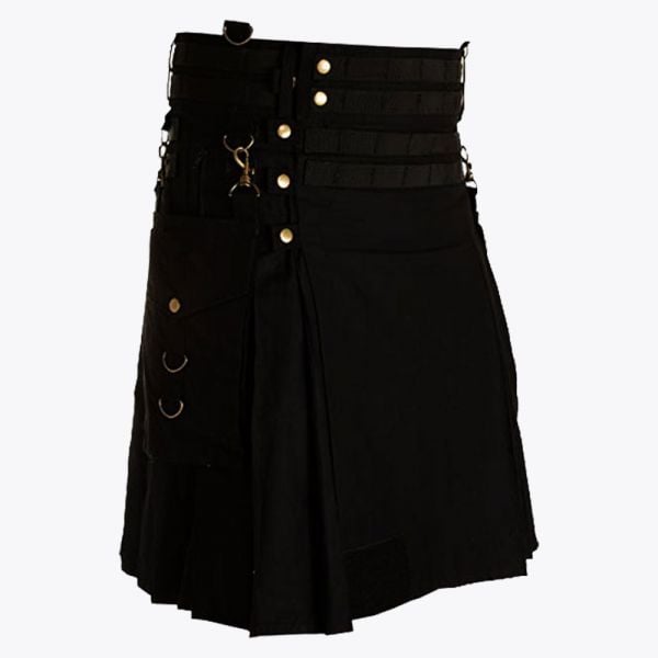 Black Utility Kilt For men