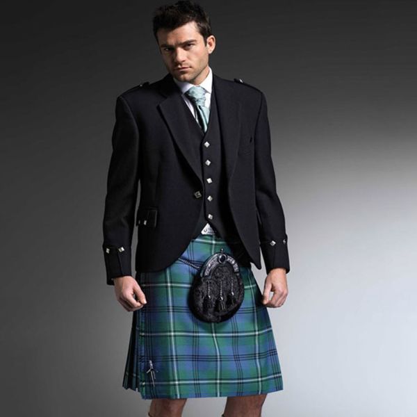 Black Argyll Kilt Outfit with Lomond Kilt Tartan - Made To Measure