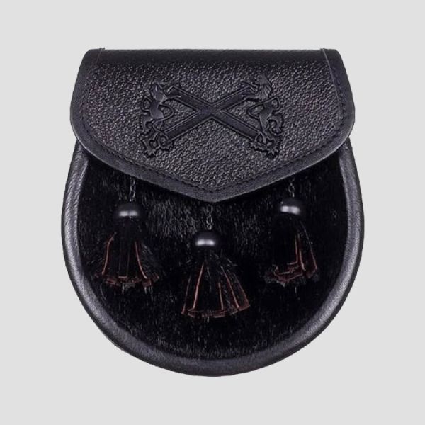 Black Enamel Semi Dress Lion Sporran