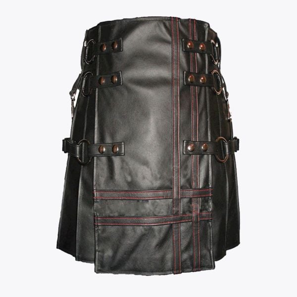 BlackLeather Kilt For Men
