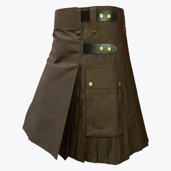 Brown Fashion Utility Kilt For Man
