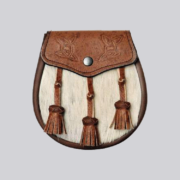 Calfskin Khaki Celtic Embossed Semi Dress Sporran