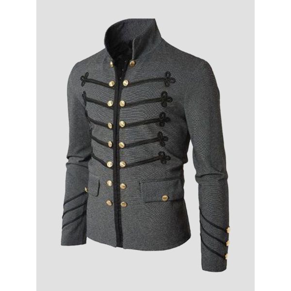 Genuo Retro Men Jacket Military Army Coat Male Vintage Punk