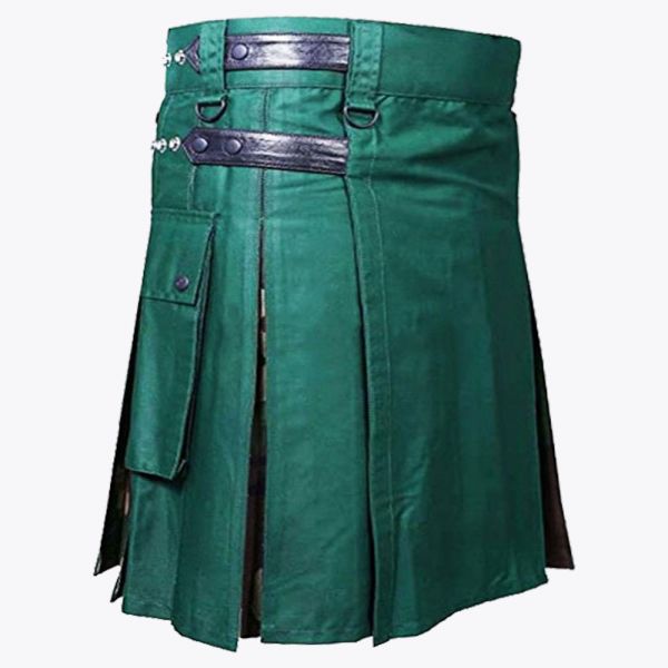 Green & Woodland Camo Hybrid Utility Kilt For Men