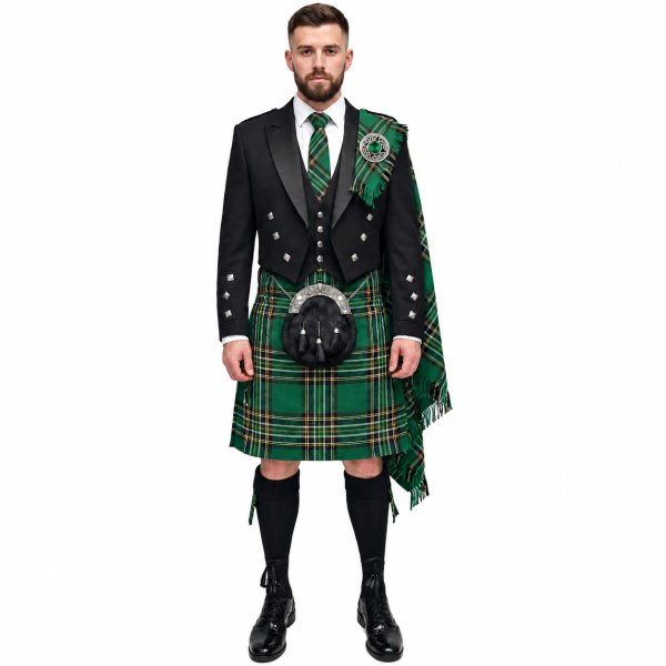 Irish National Tartan Kilt With Prince Charlie Jacket Outfit