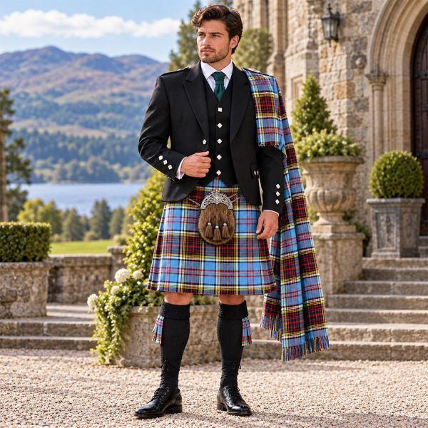 Anderson Modern Tartan Kilt With With Black  Argyle Jacket