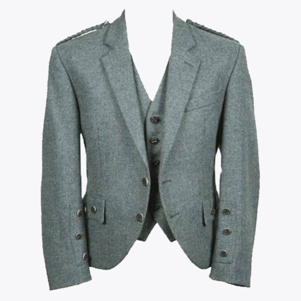 Men's Lovat Green Argyle Kilt Jacket And Vest