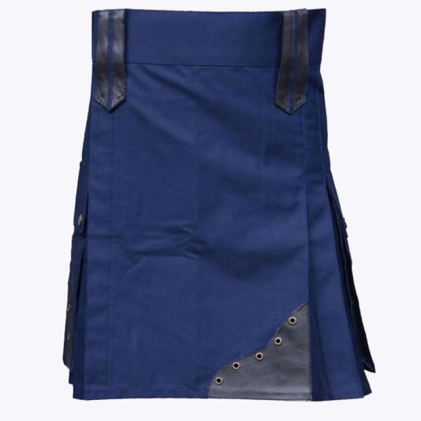 Modern Blue Utility Kilt For Men