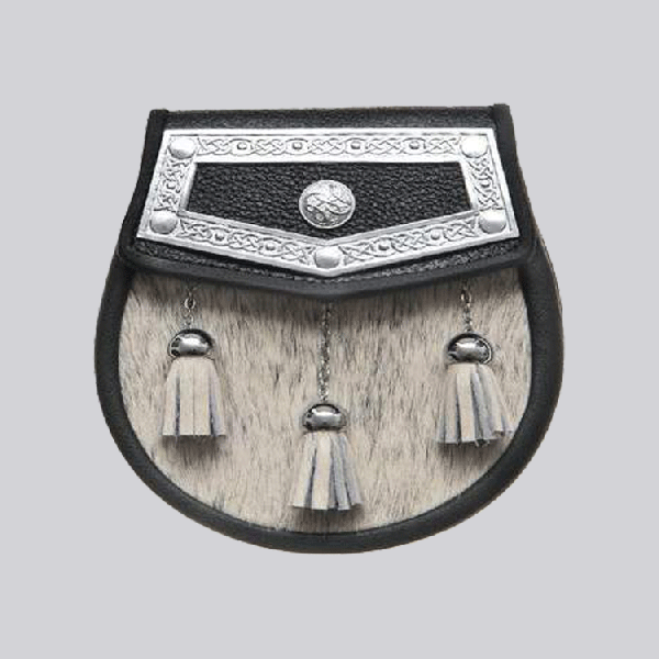 Natural Calfskin Celtic Plate Semi Dress Sporran