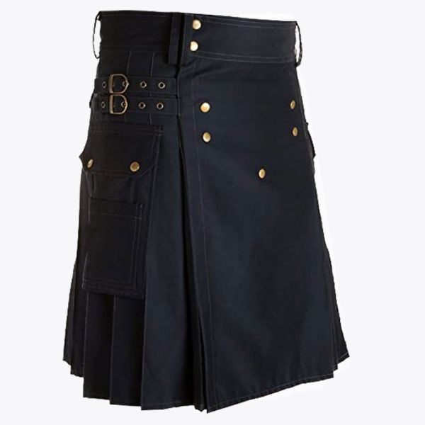 Navy Blue Utility Kilt & Straps Style With Cargo Pockets
