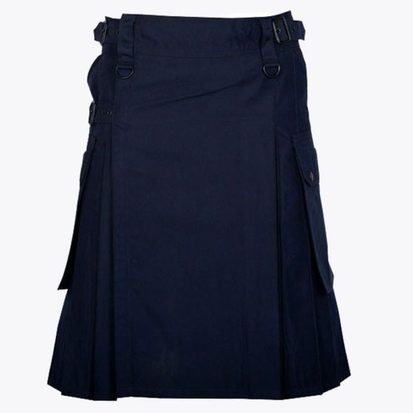 Navy Blue Utility Kilt with Cargo Pockets
