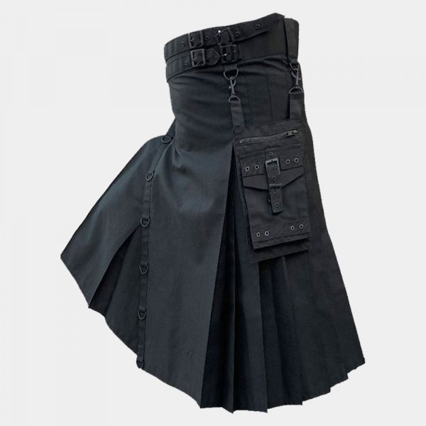 New Modern Black Utility Kilt
